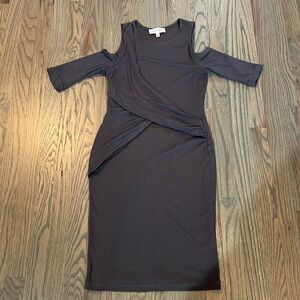 Cold shoulder drape front mini dress